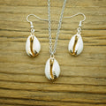 Bohemian Style Fashionable Gold-plated Natural Shell Set Earrings Necklace Women Vacation Jewelry Accessories
