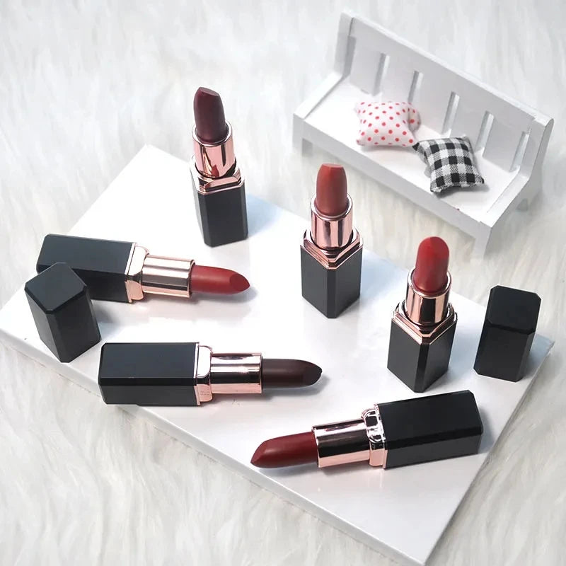 Vegan Smooth Texture Matte Waterproof Cream Lipsticks Long Lasting Rich Colors Matte Solid Lipstick