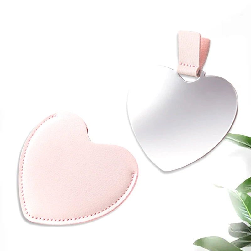 Wholesale Custom Logo Girls Women Travel Makeup Mirror Stainless Steel Compact Mini Pocket Handheld Mirror With Leather Cover