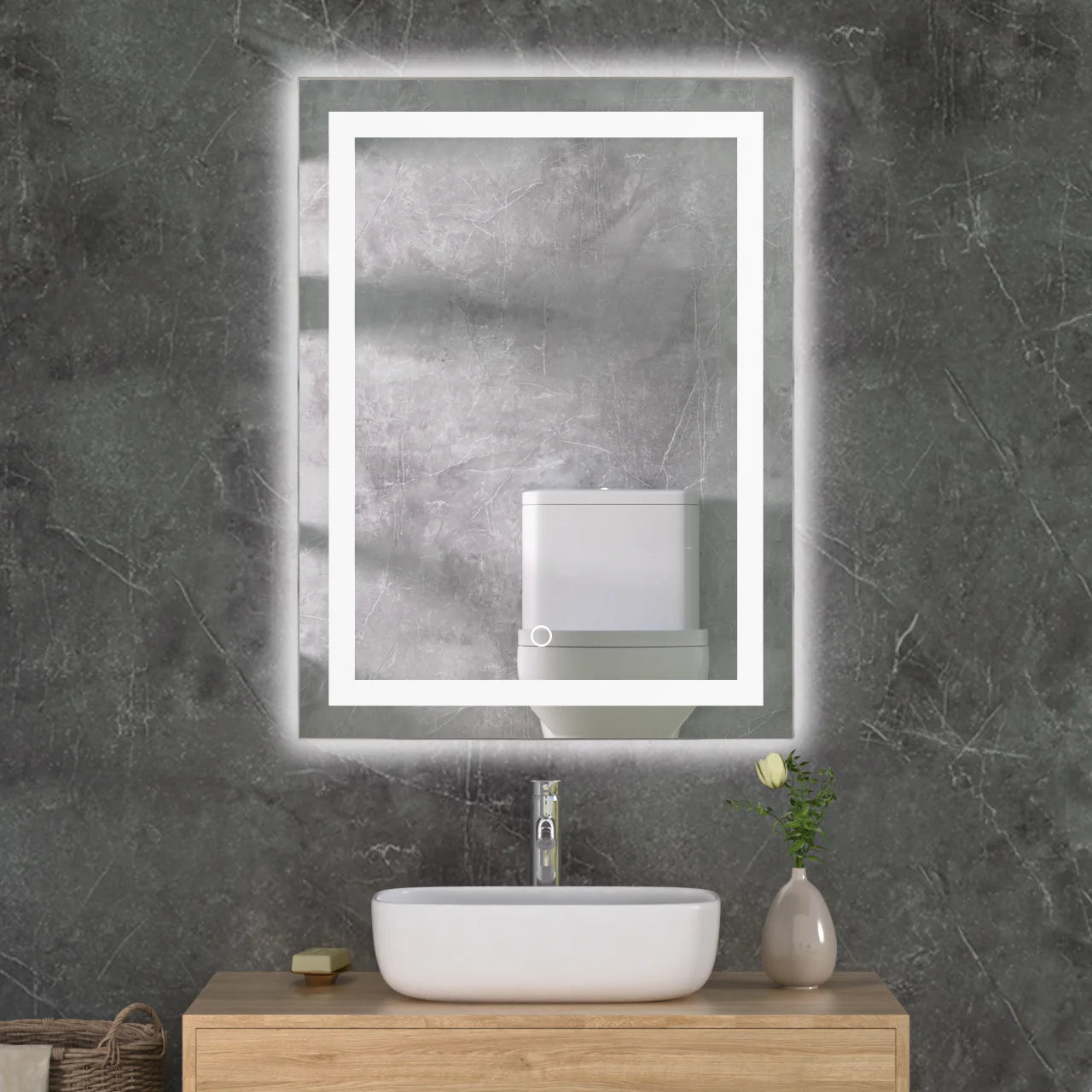 Top Sale Touch Switch Anti-Fog Bath Wall Mirror Bathroom Wall Mounting Led Mirror Decor Smart Mirror