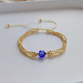BG1116 Wholesale 18K Gold Plated Bohemian Multi-Layer Evil Eyes Bracelet Seed Bead & Glaze Adjustable Lucky Protection Jewelry