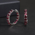 RZ0004 Abiding Custom Fine Jewellery Factory Rhodolite Garnet Inside Out Huggie Hoops 925 Sterling Large Silver Hoop Earrings