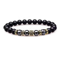 New Design Natural Gemstone Matte Onyx Hematite Bead CZ Pave Tube Elastic Bracelet JBS9958