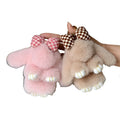 Cute Mini Bunny Fluffy Keychain Stuffed Animals Rabbit Plush Toys Pom Pom Doll Key Chains Couple Gifts Furry Bow Rabbit Keychain