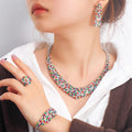 Ladies Cubic Zirconia Jewelry Set Gift Nigeria Africa Earrings Ring Necklace and Bracelets 4 Pieces Bridal Wedding Jewelry Set