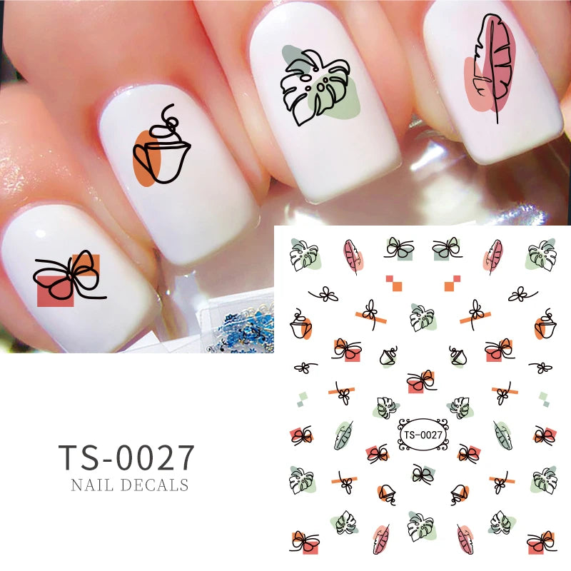 Ultra-Thin Comfortable Fit 3D Water Transfer Nail Art Decals Stickers New Unique Colorful Fresh Style Pattern Design