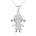 Fashion 925 Sterling Silver Zircon Girl Charm Pendant Necklace