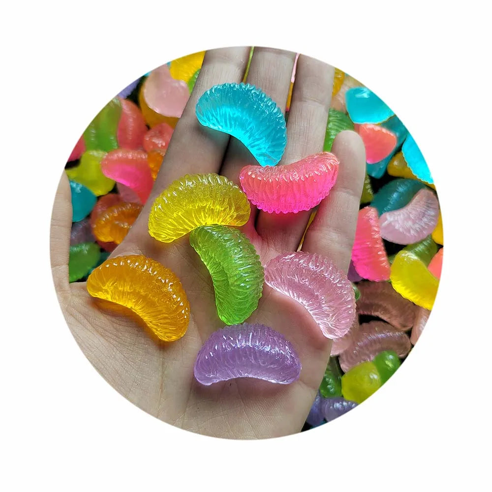 Luminous Resin 3D Orange Petal Flatback Resin Cabochon Scrapbooking for Phone Deco DIY Jewelry Craft Parts