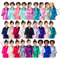 RTS 55 Colors Kids Children Robes Spa Party Wedding Birthday Silk Satin Kimono Sleepwear Bridal Gown Dress Summer Plain Solid