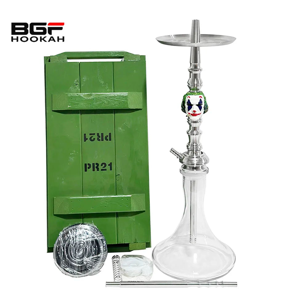 Hot Sale Silver 66cm Maklaud Helios Joker Hookah Shisha Stainless Steel Russian Hookah Set Without Bottle