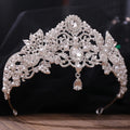Accept Customization Forehead Pearl Rhinestone Crown  Luxury Alloy Crystal Pageant  Tiaras Large  Princess Birthday Hair Crown