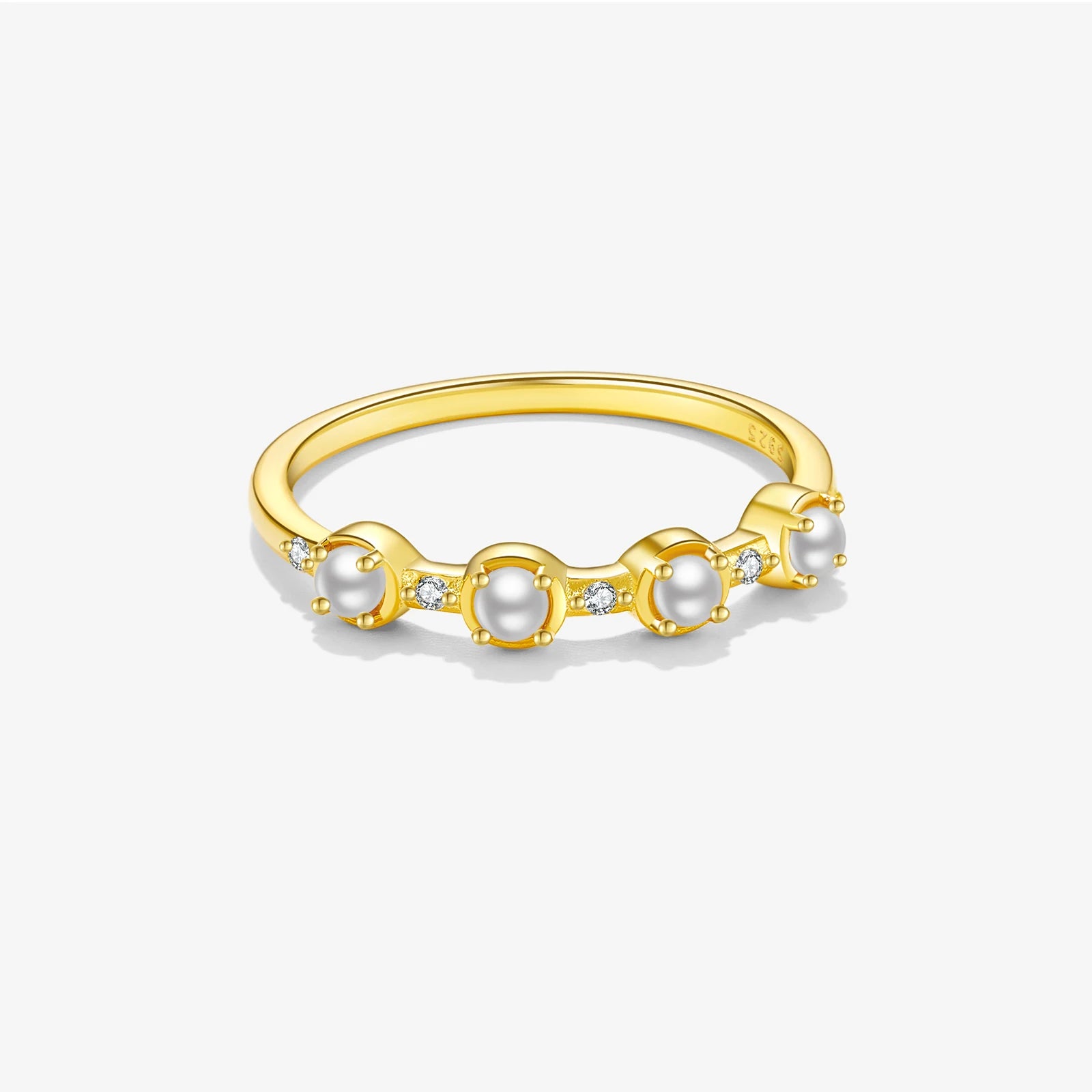 FUAMAY Classic 925 Silver Ring with Woman Cultured Freshwater Pearls for Wedding Party and Anniversary