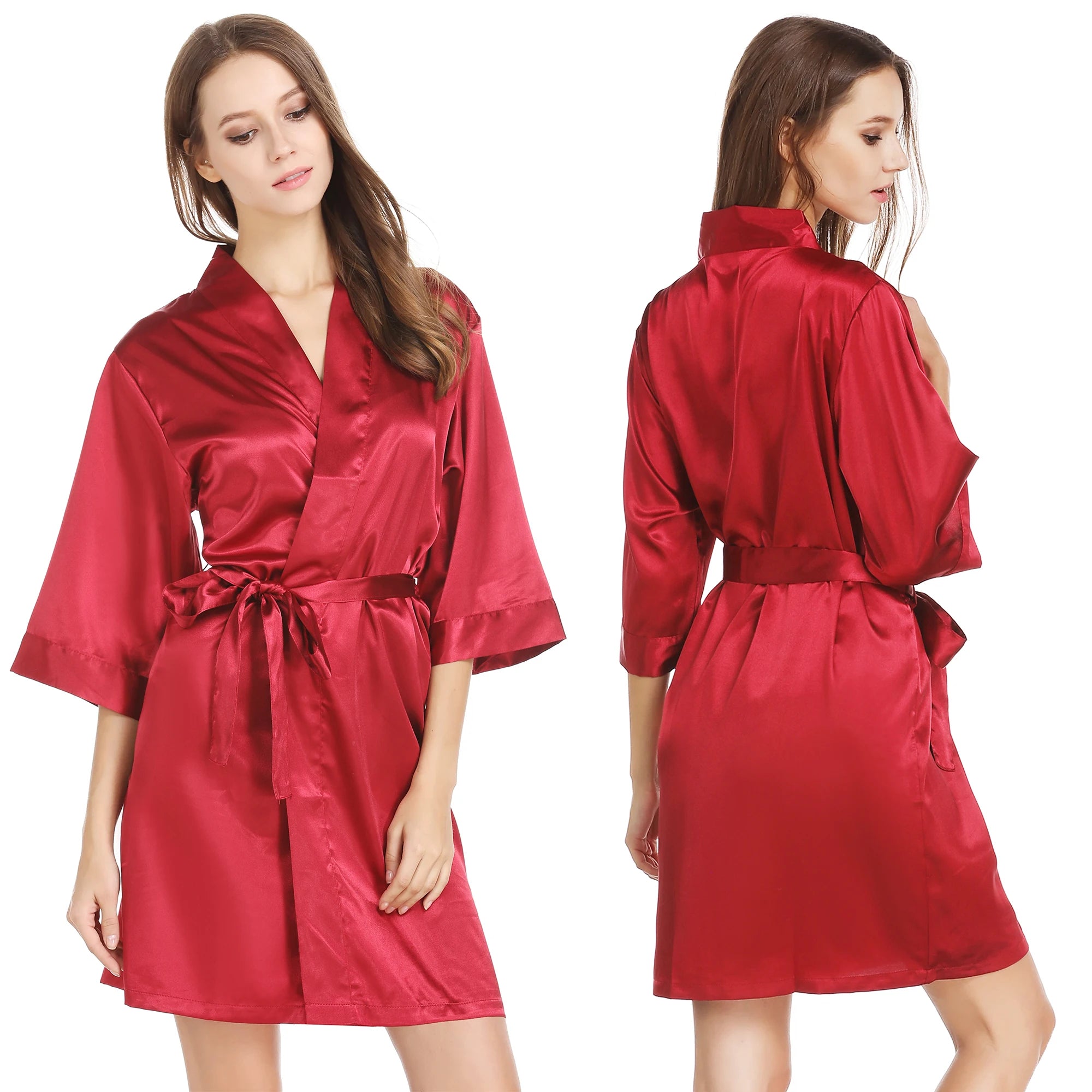 Luxury Elegant Satin Silk Robe Women Bride Bridesmaid Plus Size Kimono Robes Solid Bathrobes Wedding Party Sleepwear Custom LOGO