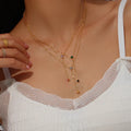 Non Tarnish Jewelry Love Tassel Pendant Necklace Stainless Steel Heart Round Zircon Tassel Necklace Women Christmas Gift