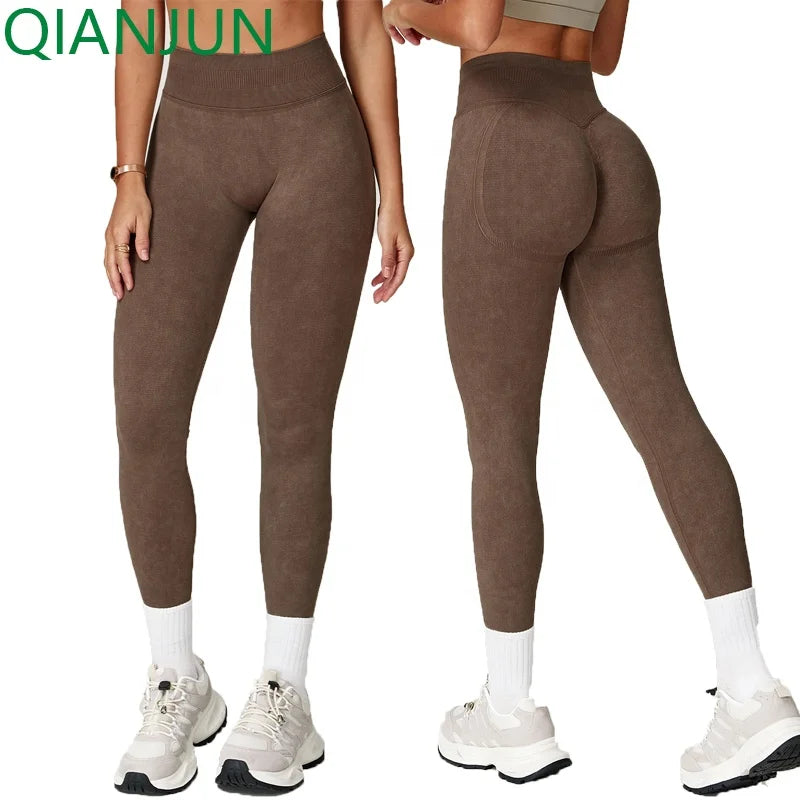 Custom Logo Women Sportswear High Waist Yoga Leggings Seamless Scrunch Butt Fitness Leggings
