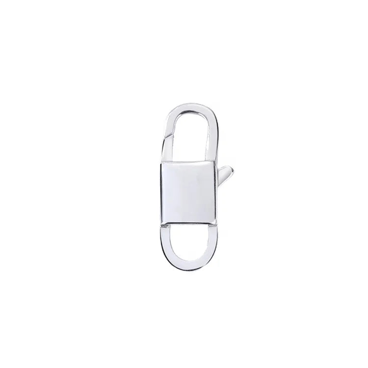 Eco-Friendly Two Loops Padlock Bracelet Connector 925 Sterling Silver Findings Lock Double Ended Lobster Clasp for Jewelry 15mm