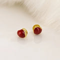 Unique Design Sterling Silver 925 Chinese Red love Bead Enamel Chunky Clip on Earrings