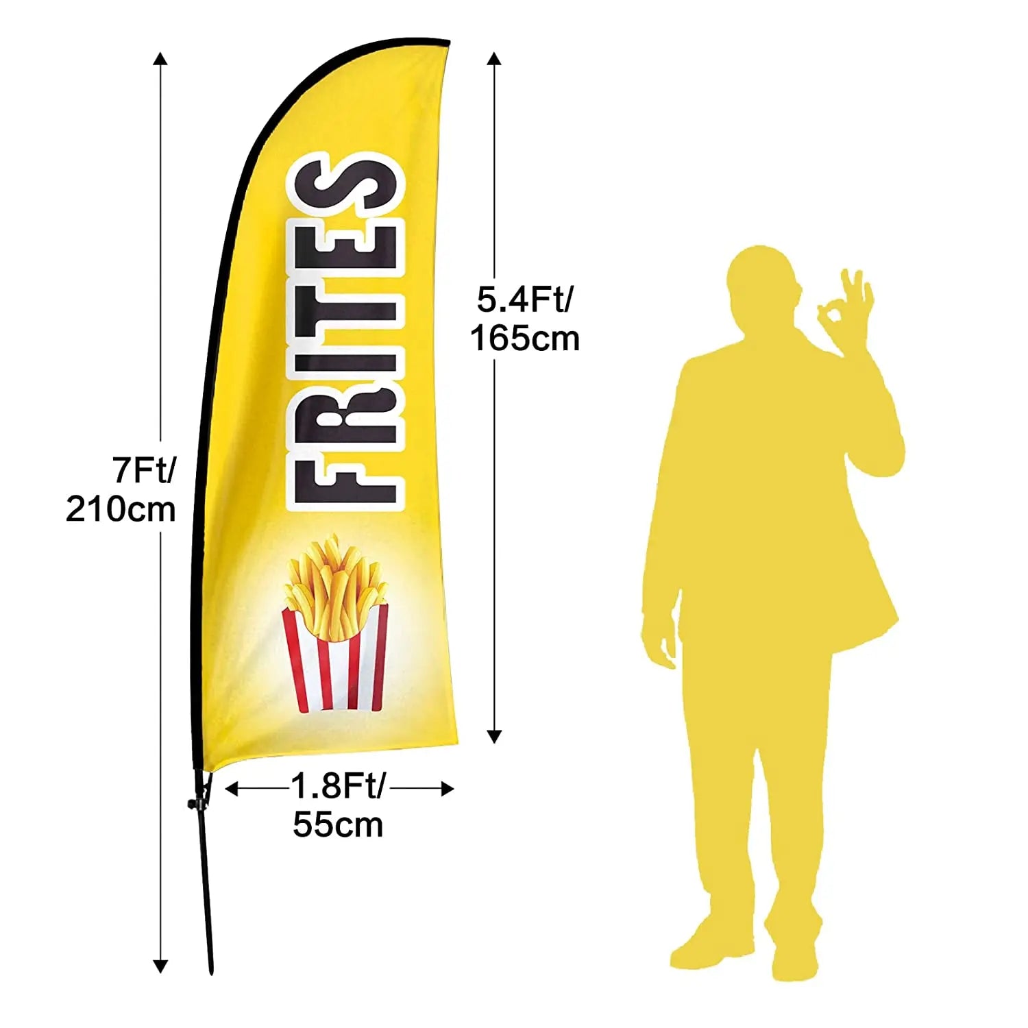 Wholesale Food Sidewalk Flag Frites Windless Feather Flag Business Advertising Sign for Beauty Salon