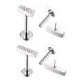 Fashion Labret ASTM F136 Titanium CZ Tile Push in Top Nose Rings Lip Stud Earring Body Piercing Jewelry for Women
