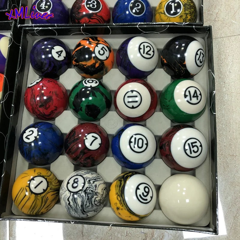 Xmlivet 57.25mm Cheap Marble Complete Set Pool Billiards Balls in 2 1/4inch 16pcs Cue Balls Billiards Accessories