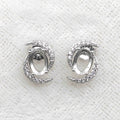 Sterling Silver 7*9mm Semi Mount Stud Earrings Empty Frame Support Blank Setting S925 Base Without Center Stone for DIY Inlay