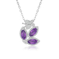 YBO Fashion 925 Sterling Silver Clavicle Chain Butterfly Flower Pendants Natural Tourmaline Amethyst Cubic Weddings Parties