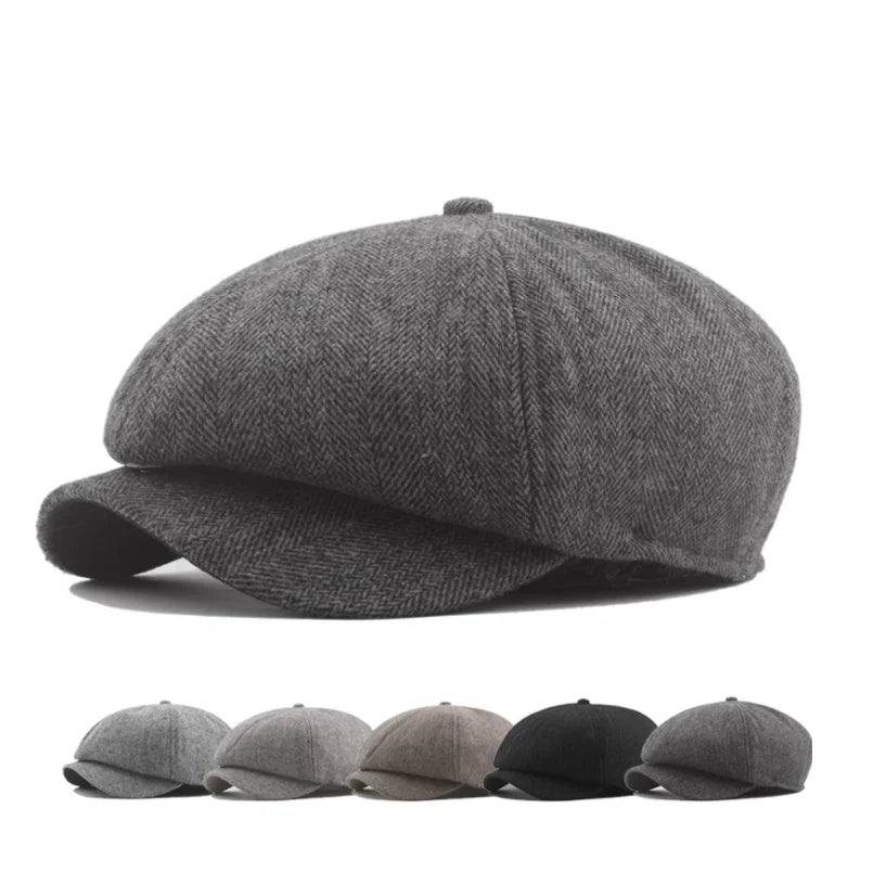 Wholesale Autumn Fashion Casual Retro Newsboy Tweeds CapHexagonal Berets Painter Fashion Hats Caps Custom Caps logo Label