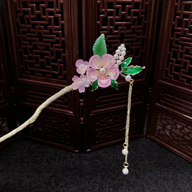 Chinese Style Vintage Handmade Flower Decoration Wholesale Bridal Japanese Antique Wedding Hair Accessories Bun Stick Hair Pins