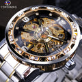 Forsining Fashion Golden Sliver Mechanical Watch Stainless Steel Luminous Men Watches Sport Business Wristwatch