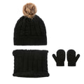 Solid Color Warm Hand Cable Bulk Rhinestone Knit Hat Pom Pom and Scarf Gloves Set Manufactured for Autumn Winter for Kids