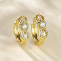CAOSHI OEM Geometry Design Sparkling Cubic Zirconia Earrings Engagement High Quality Jewelry Gold Plated Hoop Earrings for Women