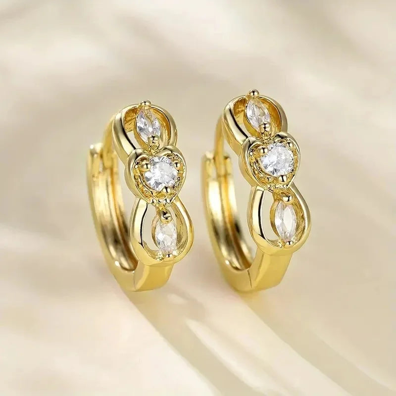 CAOSHI OEM Geometry Design Sparkling Cubic Zirconia Earrings Engagement High Quality Jewelry Gold Plated Hoop Earrings for Women