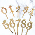 Wholesale Customizable Silver Gold Crown Number Cake Topper Dessert Accessories Birthday Valentine's Day Cake Decorations