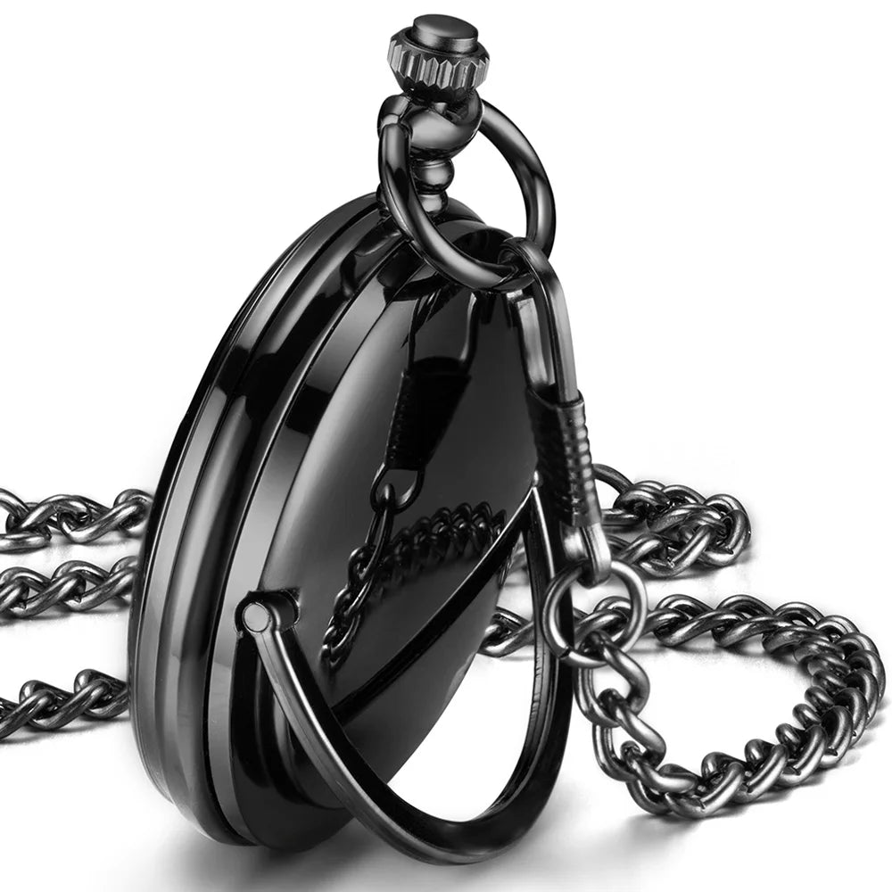 Smooth Custom Gift Roman Number Cheap Black Laser Engraving Handicraft Decoration Quartz Pocket Watch for Men