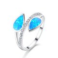 Vintage 925 Sterling Silver Opal Ring With Rhodium Plated Fashion Accessory