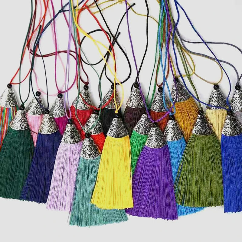 In Stock Beaded Fish Head Metal Silk Tassel With Loop for Jewelry