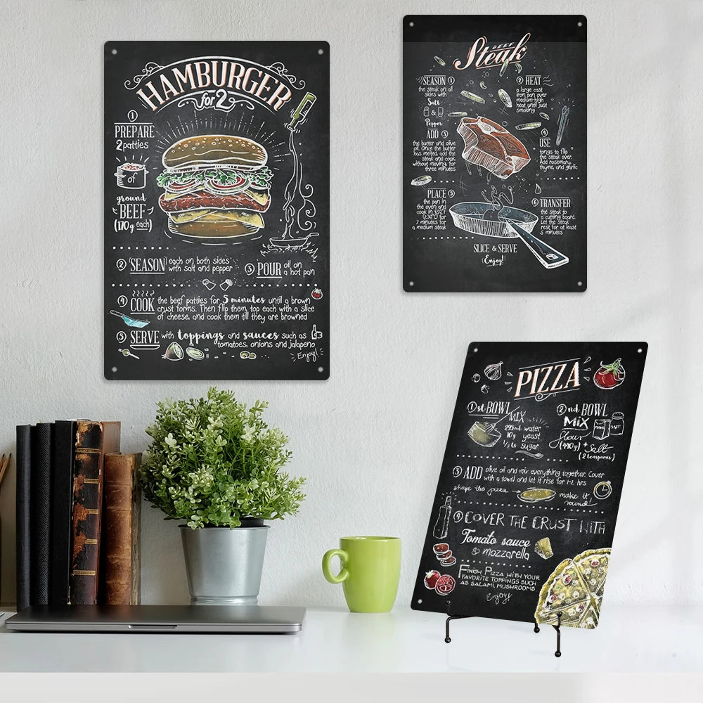 American Diner Burger Menu Vintage Tin Poster Food Metal Printing Sign Kitchen Restaurant Decor