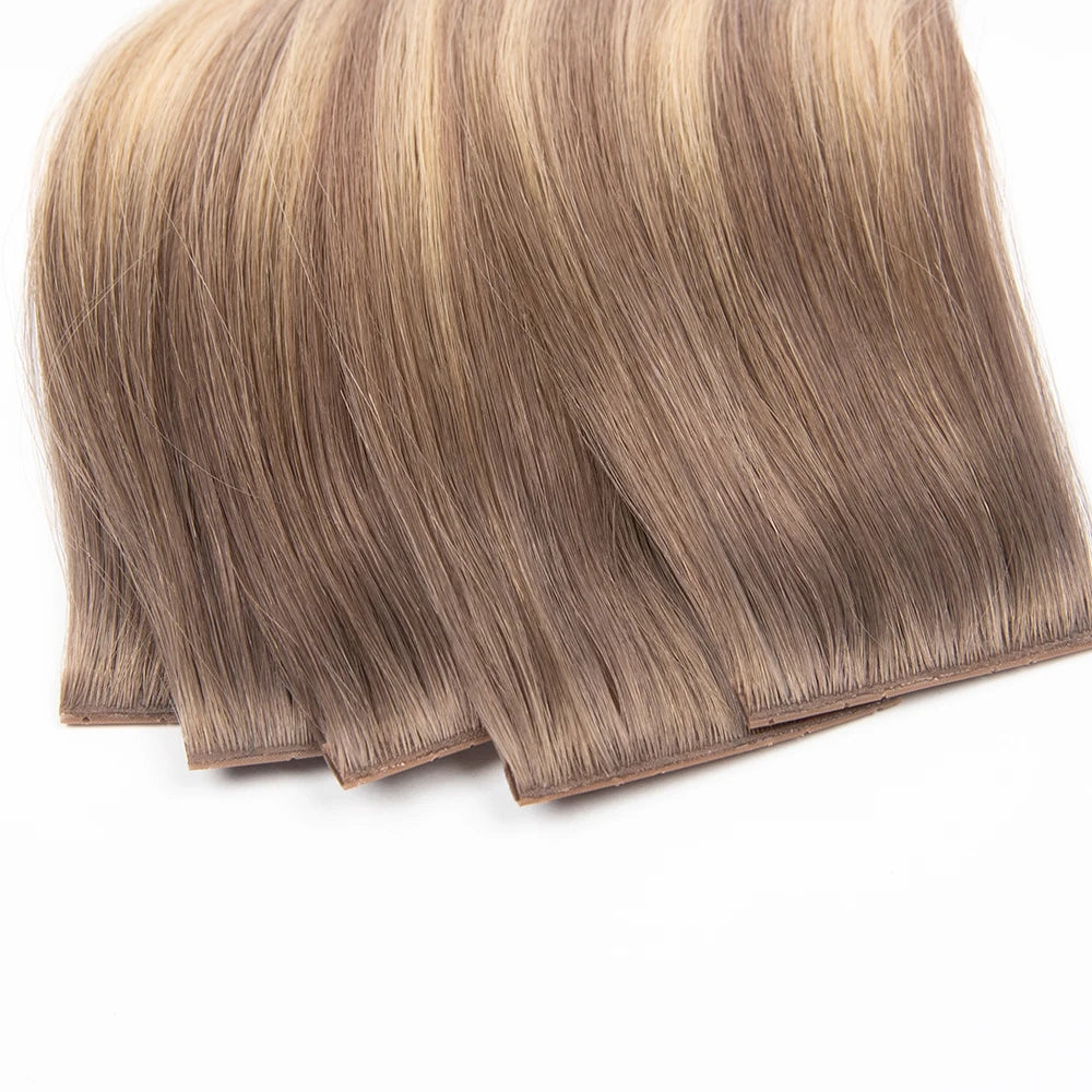 Skin Weft #9/613 Highlight Natural Blonde Color Weft Extension with Holes Russian Hair Double Tape Hole Weft Hair Extensions