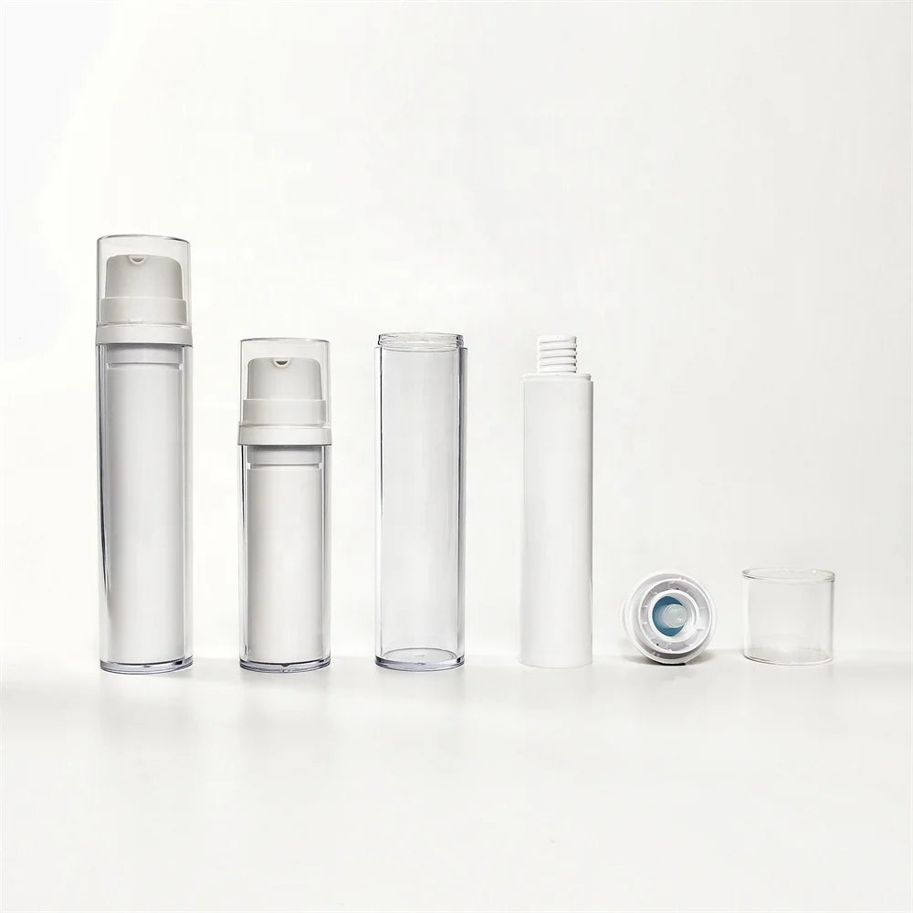 Stylish 30/50ml White PP/AS Cosmetic Pump Sprayer Jar Oval Hot Stamping Logo Skin Care Serum Shampoo Lotion Body Care Bottle