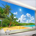 Custom 3D Coconut Tree Wallpaper Summer Beach Photo Mural Floral Pattern Natural Landscape Wallpaper Waterproof Anti-Static