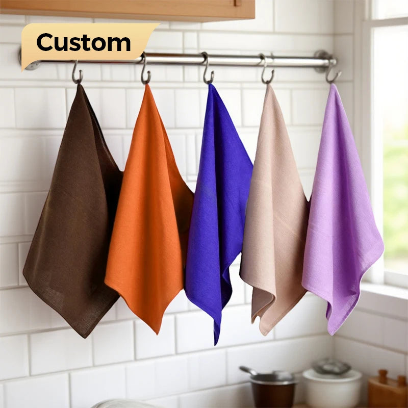 Eco-Friendly Custom Microfiber Fabric Kitchen Cleaning Towels Quick-Dry Durable with Hanging Loop Digital Printed Woven Technics