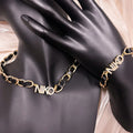 Qiuhan 18k Gold Vintage Pendant Customized Name Zirconia Leather Necklace