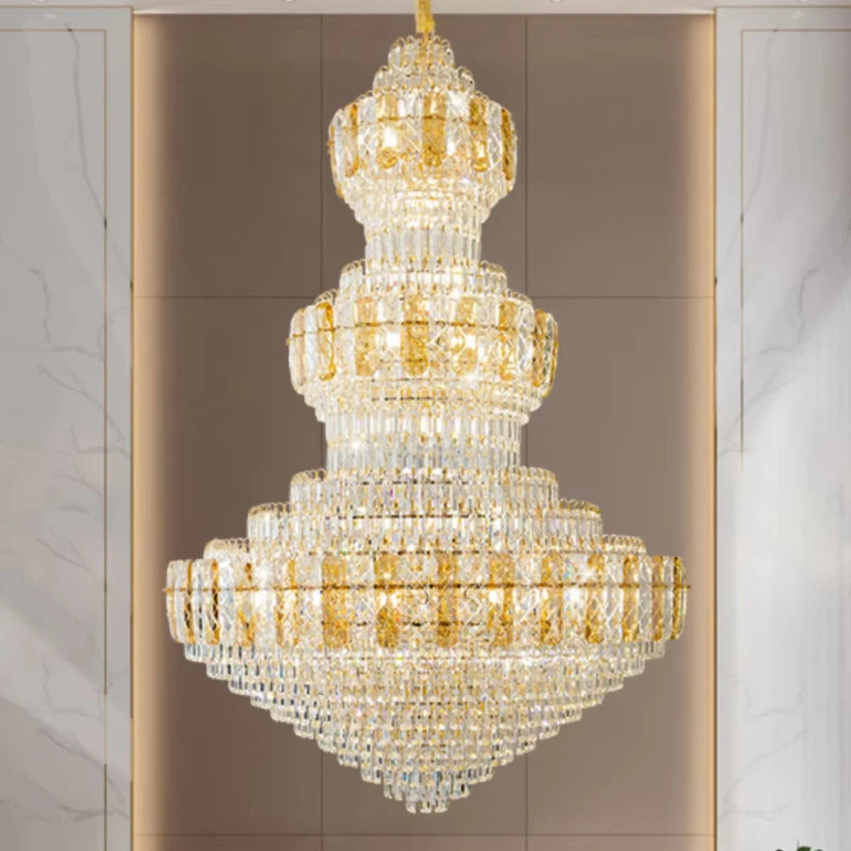 High Quality Hotel Villa Living Room Crystal Chandelier for Spiral Staircase Modern Gold Luxury Crystal Chandelier for Home