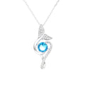 Chic Minimalist Blue Zircon Necklace Full Zircon Sterling Silver Necklace for Women's Tail Pendant