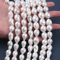 Zhuji 12-14mm Natural Color White Edison Freshwater Pearl Strands Grade a Third Party Certified Oval Shape