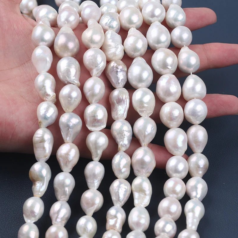 Zhuji 12-14mm Natural Color White Edison Freshwater Pearl Strands Grade a Third Party Certified Oval Shape