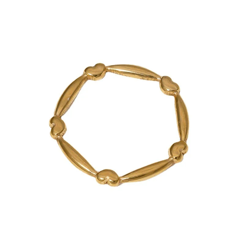 BM Eco-friendly Women Jewelry Simple Design Stainless Steel Gold Heart Ring