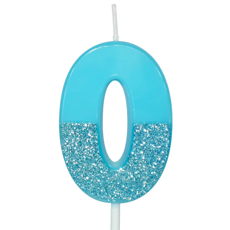 Hot Selling Creative Half Glitter Number Candles 0-9 for Children Party