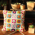 Y-F 45*45 Chunky Granny Square Recycled Crochet Flower Trellis Throw and Pillow Case Cushion Cover