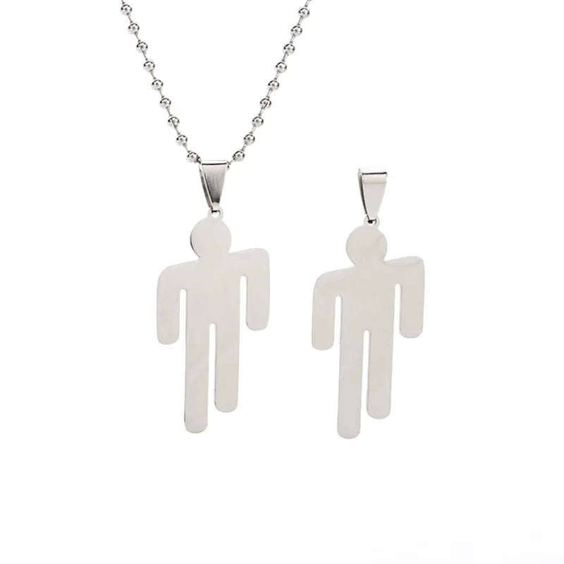 2022 New Fashion Stainless Steel Necklace with Cartoon Figure Titanium Billie Eilish Necklace Key Accessory for Men Women